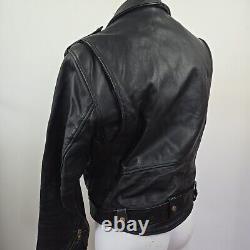 Vintage Steinmark Black Leather Motorcycle Biker Jacket Belted Men's 40 M Zip