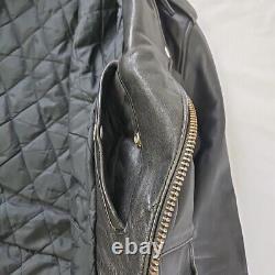 Vintage Steinmark Black Leather Motorcycle Biker Jacket Belted Men's 40 M Zip