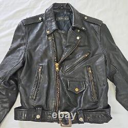 Vintage Steinmark Black Leather Motorcycle Biker Jacket Belted Men's 40 M Zip