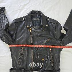 Vintage Steinmark Black Leather Motorcycle Biker Jacket Belted Men's 40 M Zip