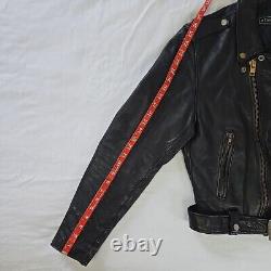 Vintage Steinmark Black Leather Motorcycle Biker Jacket Belted Men's 40 M Zip