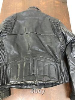 Vintage Steinmark Leather Motorcycle Padded Jacket Quilted Cafe Racer Sz 42 Vtg
