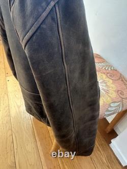 Vintage Structure Brown Leather Mens Bomber Flight Jacket Motorcycle Large XL