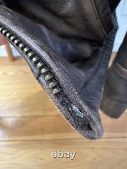 Vintage Structure Brown Leather Mens Bomber Flight Jacket Motorcycle Large XL