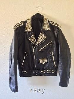 Vintage Studded Heavy Duty Leather Motorcycle Jacket Men's Sz L 38 40 42 XL