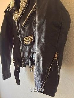 Vintage Studded Heavy Duty Leather Motorcycle Jacket Men's Sz L 38 40 42 XL