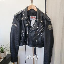 Vintage Studded Leather Moto Jacket- Harley Davidson