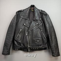 Vintage Superior Jacket Mens Large Black Leather Motorcycle Biker Double Rider