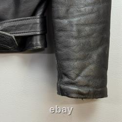 Vintage Superior Jacket Mens Large Black Leather Motorcycle Biker Double Rider