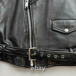 Vintage Superior Jacket Mens Large Black Leather Motorcycle Biker Double Rider