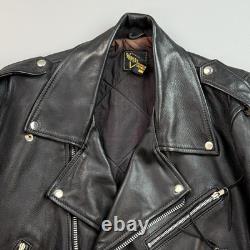 Vintage Superior Jacket Mens Large Black Leather Motorcycle Biker Double Rider