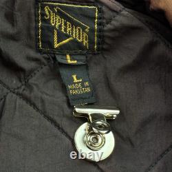 Vintage Superior Jacket Mens Large Black Leather Motorcycle Biker Double Rider