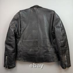 Vintage Superior Jacket Mens Large Black Leather Motorcycle Biker Double Rider