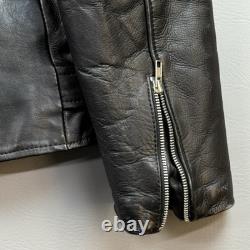 Vintage Superior Jacket Mens Large Black Leather Motorcycle Biker Double Rider