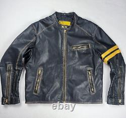 Vintage Superior Leather Cafe Racer Jacket Men's Size XL Black Motorcycle Biker