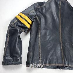 Vintage Superior Leather Cafe Racer Jacket Men's Size XL Black Motorcycle Biker