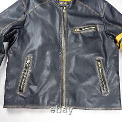 Vintage Superior Leather Cafe Racer Jacket Men's Size XL Black Motorcycle Biker