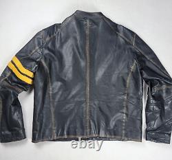 Vintage Superior Leather Cafe Racer Jacket Men's Size XL Black Motorcycle Biker