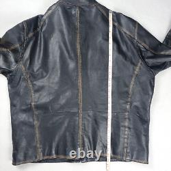 Vintage Superior Leather Cafe Racer Jacket Men's Size XL Black Motorcycle Biker