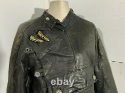 Vintage Swedish Tanker Distressed Leather Motorcycle Jacket Size M