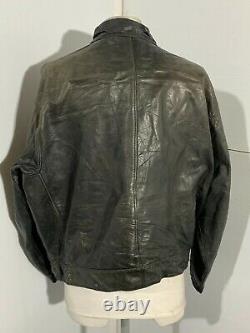 Vintage Swedish Tanker Distressed Leather Motorcycle Jacket Size M