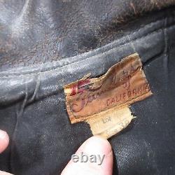 Vintage Taubers Leather Shirt Mens Medium Horse California Moto Bluf Jacket 50s