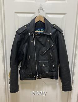 Vintage The New Age Motorcycle Black Leather Biker Jacket Size 38 Ec 294
