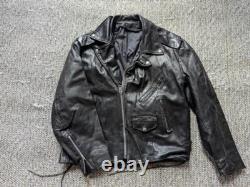 Vintage USA made 1970s 80s motorcycle jacket XL black leather 46 biker harley