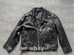 Vintage USA made 1970s 80s motorcycle jacket XL black leather 46 biker harley