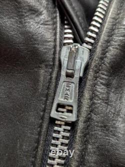 Vintage USA made 1970s 80s motorcycle jacket XL black leather 46 biker harley