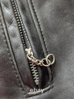 Vintage USA made 1970s 80s motorcycle jacket XL black leather 46 biker harley