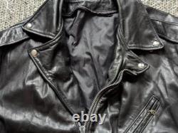 Vintage USA made 1970s 80s motorcycle jacket XL black leather 46 biker harley
