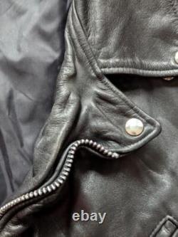 Vintage USA made 1970s 80s motorcycle jacket XL black leather 46 biker harley