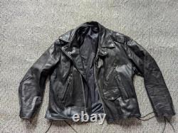 Vintage USA made 1970s 80s motorcycle jacket XL black leather 46 biker harley