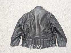 Vintage USA made 1990s motorcycle jacket 48 black leather CAFE RACER vented XL