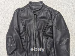 Vintage USA made 1990s motorcycle jacket 48 black leather CAFE RACER vented XL