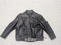 Vintage USA made 1990s motorcycle jacket 48 black leather CAFE RACER vented XL