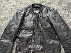 Vintage USA made BROOKS motorcycle jacket 40-42 black leather CAFE RACER patina