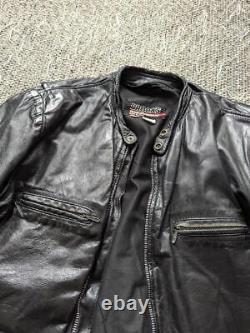 Vintage USA made BROOKS motorcycle jacket 40-42 black leather CAFE RACER patina