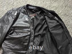 Vintage USA made BROOKS motorcycle jacket 40-42 black leather CAFE RACER patina