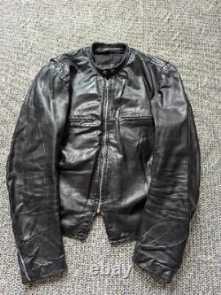 Vintage USA made BROOKS motorcycle jacket 40-42 black leather CAFE RACER patina