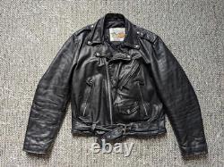 Vintage USA made EXCELLED motorcycle jacket 38-40 black leather S biker harley