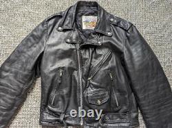 Vintage USA made EXCELLED motorcycle jacket 38-40 black leather S biker harley