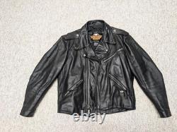 Vintage USA made HARLEY DAVIDSON leather jacket leather L black 44 motorcycle
