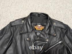 Vintage USA made HARLEY DAVIDSON leather jacket leather L black 44 motorcycle