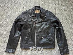 Vintage USA made SEARS motorcycle jacket 42 black leather BIKER patina