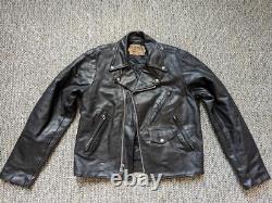 Vintage USA made SEARS motorcycle jacket 42 black leather BIKER patina