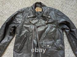 Vintage USA made SEARS motorcycle jacket 42 black leather BIKER patina
