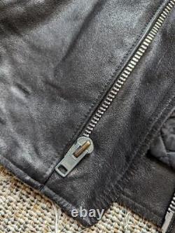 Vintage USA made SEARS motorcycle jacket 42 black leather BIKER patina