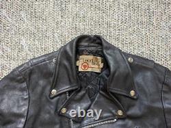 Vintage USA made SEARS motorcycle jacket 42 black leather BIKER patina